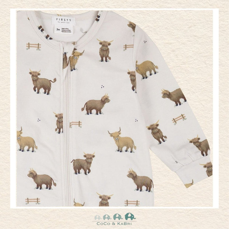 🇨🇦 Petit Lem: Beige Highland Cow Sleeper, CoCo & KaBri Children's Boutique, Brooks Alberta Canada