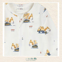 Petit Lem: Diggers Print on Off - White Sleeper, CoCo & KaBri Children's Boutique