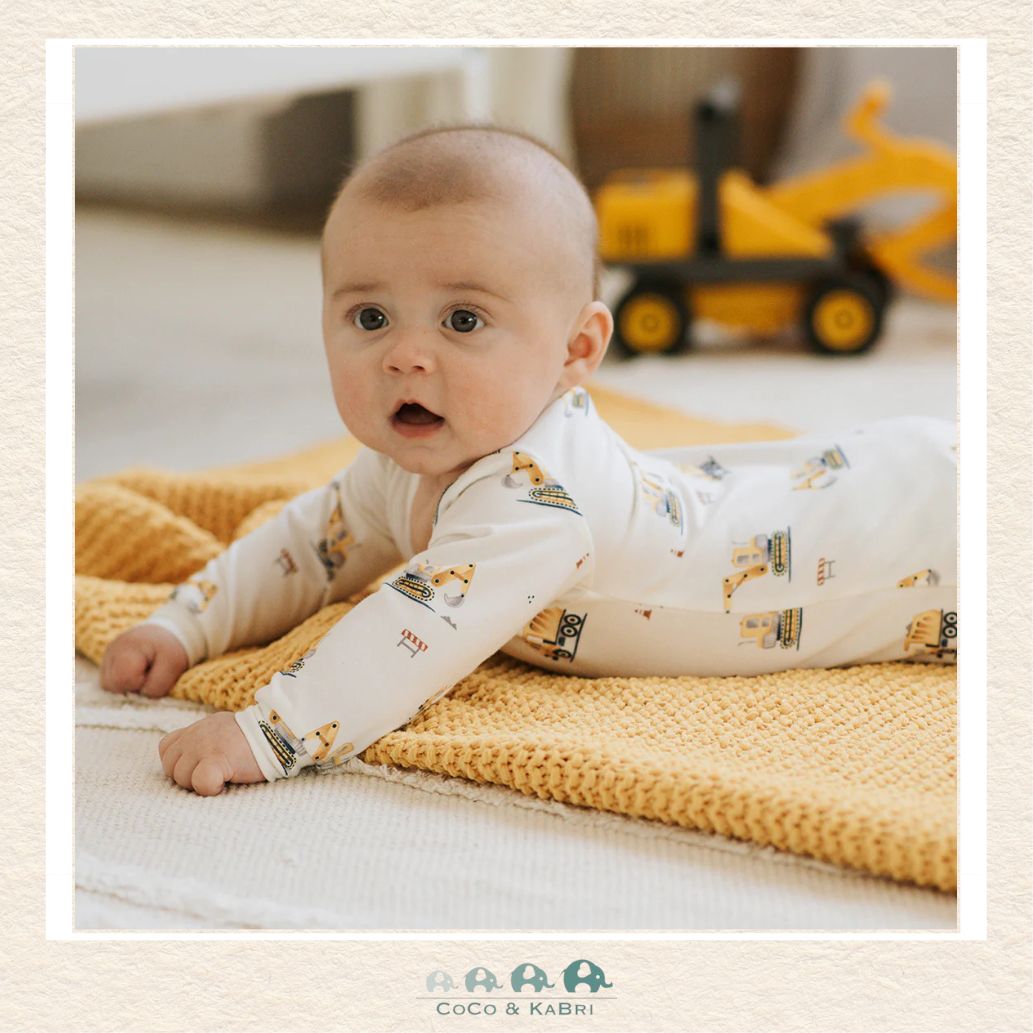 Petit Lem: Diggers Print on Off - White Sleeper, CoCo & KaBri Children's Boutique