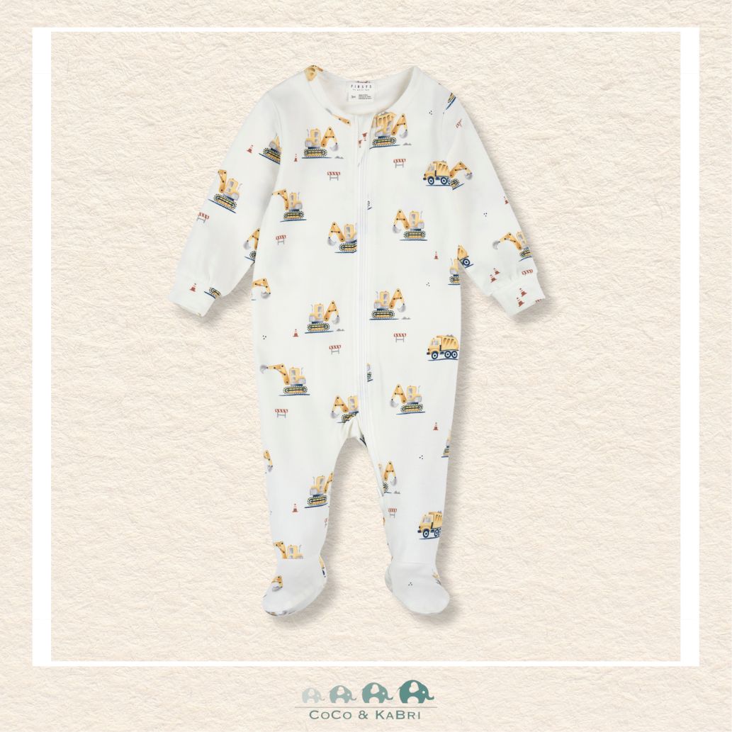 Petit Lem: Diggers Print on Off - White Sleeper, CoCo & KaBri Children's Boutique