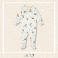 Petit Lem: Diggers Print on Off - White Sleeper, CoCo & KaBri Children's Boutique