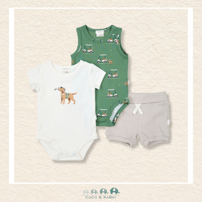 Petit Lem: Golf Pups 3pcs Bodysuit Set, CoCo & KaBri Children's Boutique, Brooks Alberta Canada