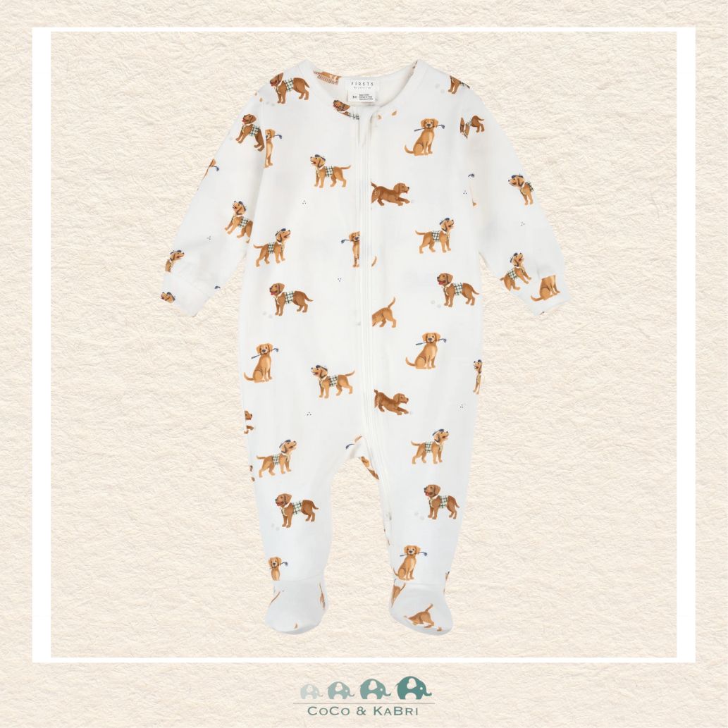 Petit Lem: Golf Pups Print on Off - White Sleeper, CoCo & KaBri Children's Boutique, Brooks Alberta Canada