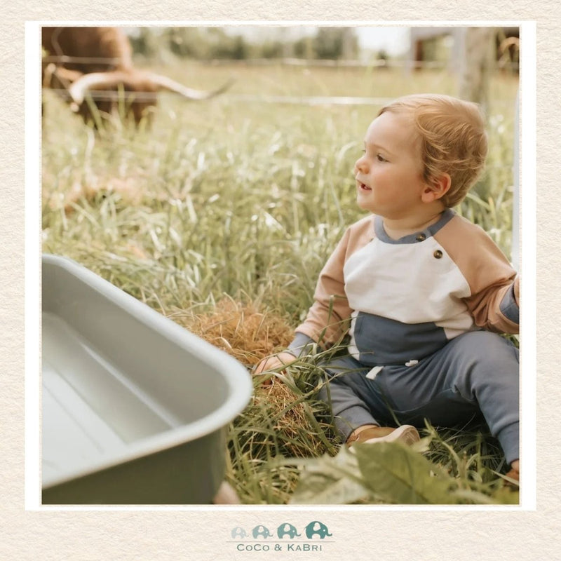 Petit Lem: Mocha & Indigo Color Block Outfit Set, CoCo & KaBri Children's Boutique, Brooks Alberta Canada