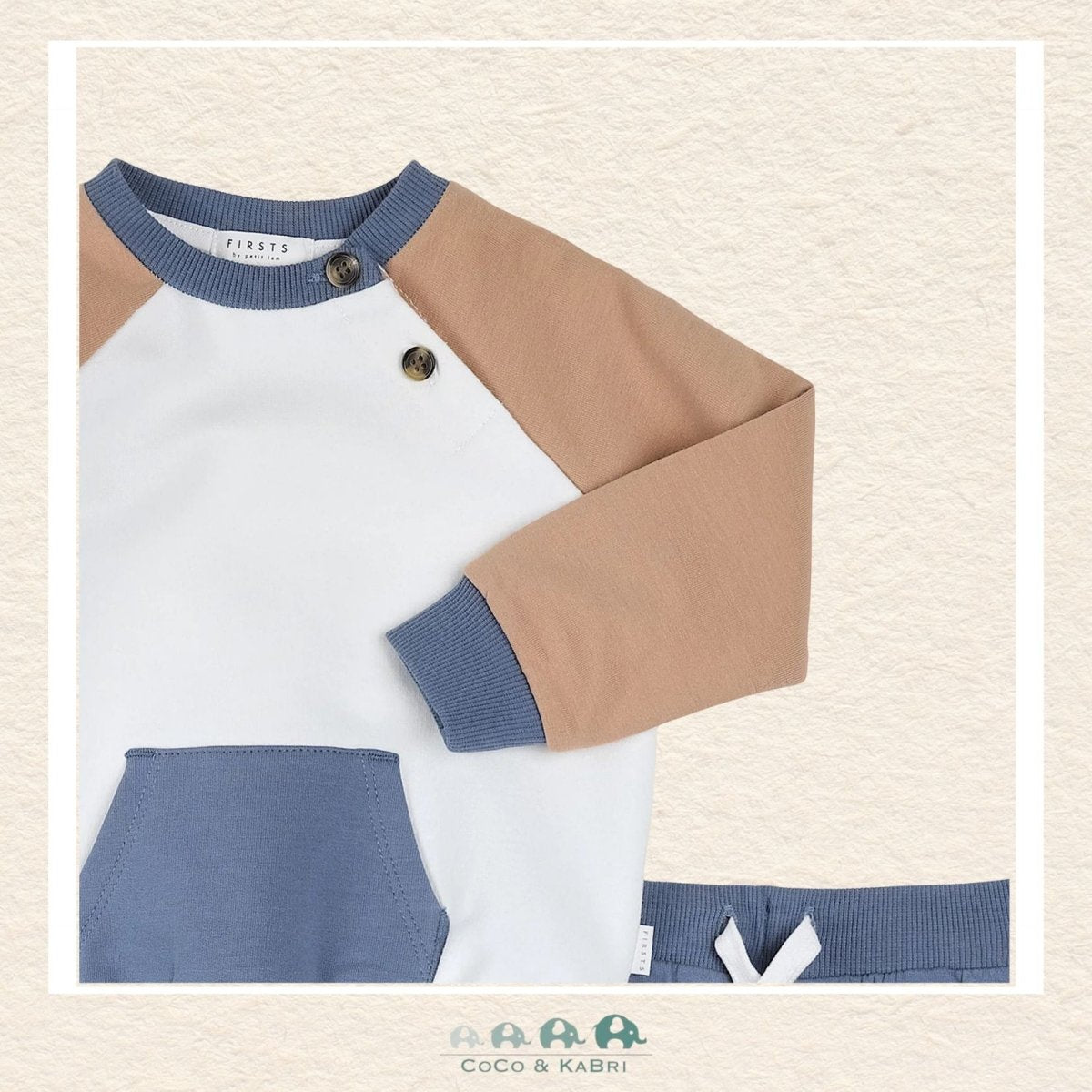Petit Lem: Mocha & Indigo Color Block Outfit Set, CoCo & KaBri Children's Boutique, Brooks Alberta Canada
