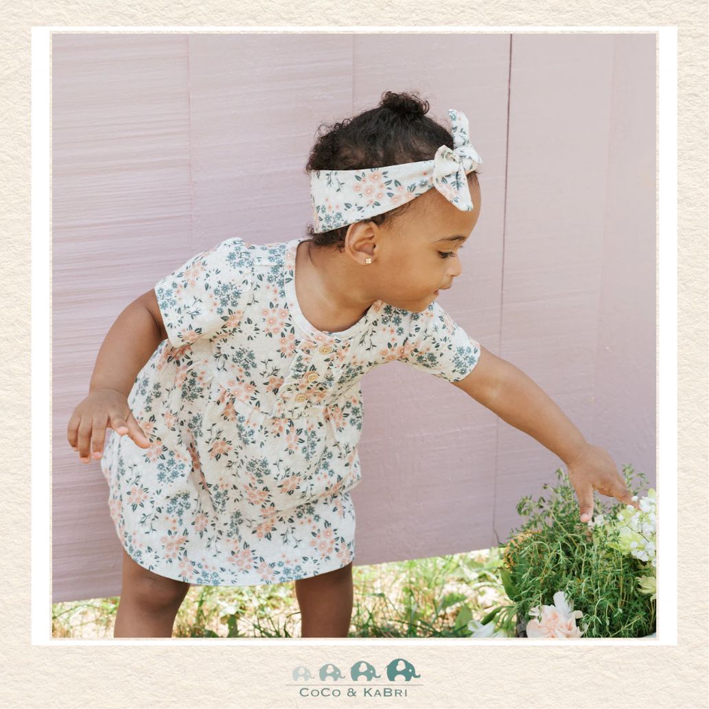 Petit Lem: Spring Flowers Print on Creme Bodysuit Dress, CoCo & KaBri Children's Boutique