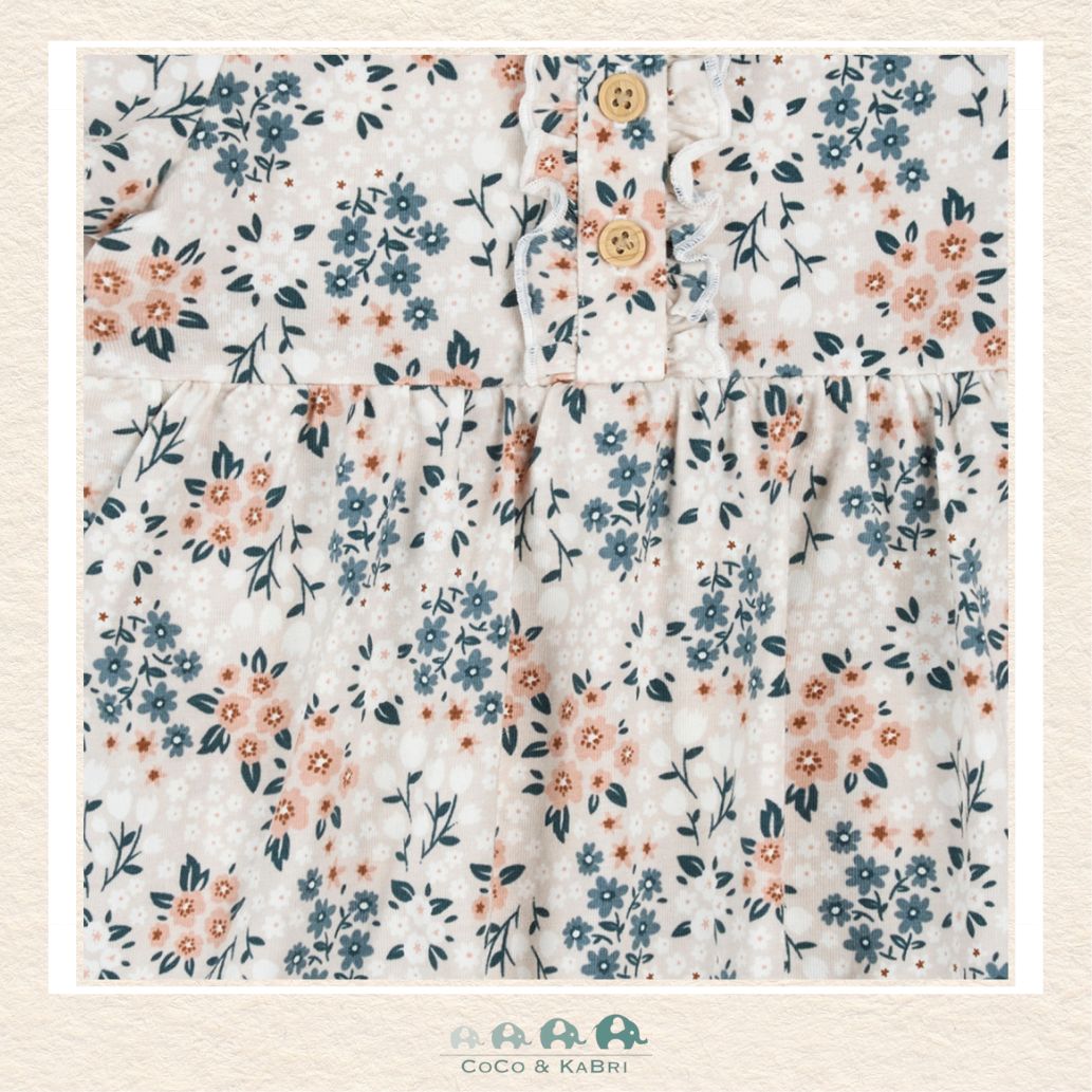 Petit Lem: Spring Flowers Print on Creme Bodysuit Dress, CoCo & KaBri Children's Boutique