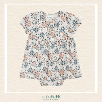 Petit Lem: Spring Flowers Print on Creme Bodysuit Dress, CoCo & KaBri Children's Boutique
