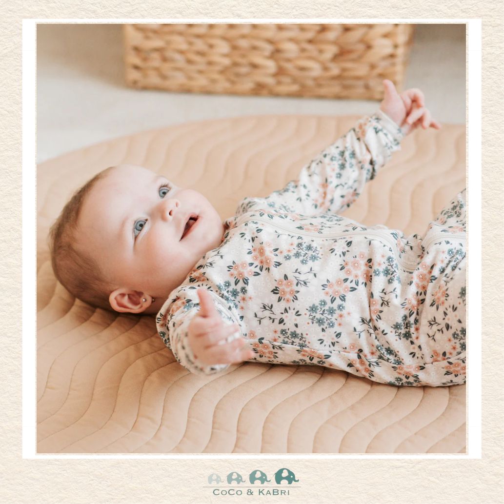 Petit Lem: Spring Flowers Print on Creme Sleeper, CoCo & KaBri Children's Boutique