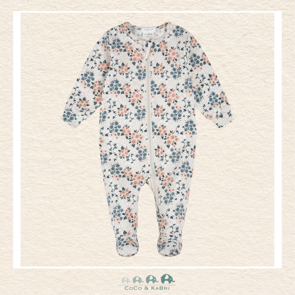 Petit Lem: Spring Flowers Print on Creme Sleeper, CoCo & KaBri Children's Boutique