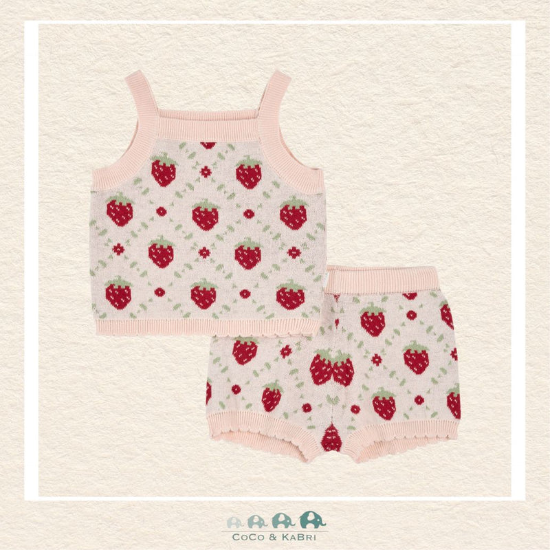 Petit Lem: Strawberry Knit Short Set, Front View, CoCo & KaBri Children's Boutique, Canada
