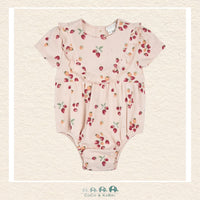 Petit Lem: Strawberry Print on Soft Pink Ribbed Bubble Romper, CoCo & KaBri Children's Boutique