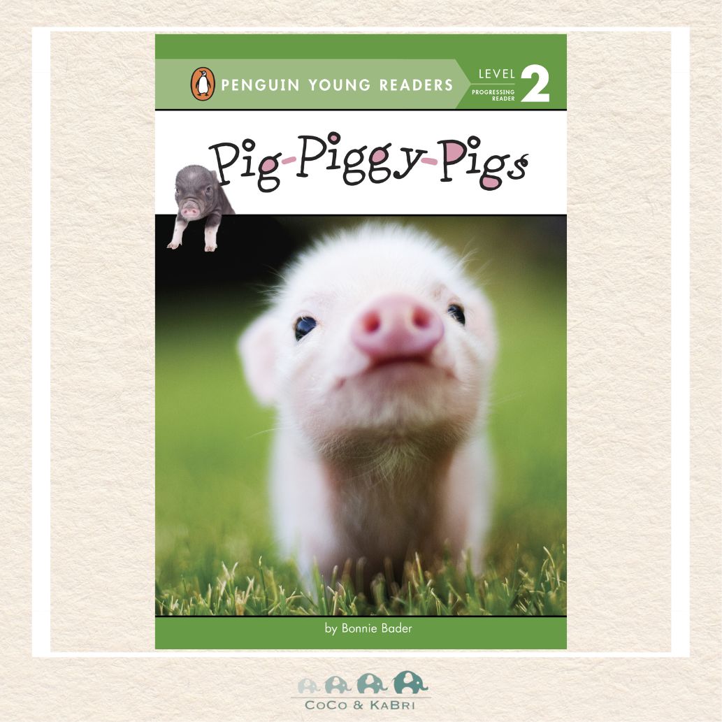 Pig-Piggy-Pigs Penguin Young Readers Level 2 paperback featuring a bright cover with a high-quality photograph of an adorable teacup pig