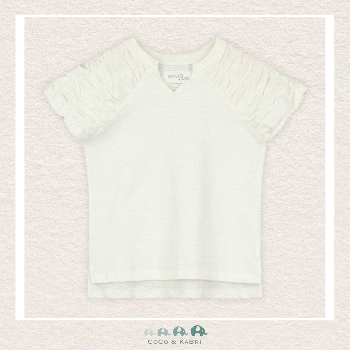 Poppet & Fox Ruched Sleeve Cream Shirt, CoCo & KaBri Children's Boutique