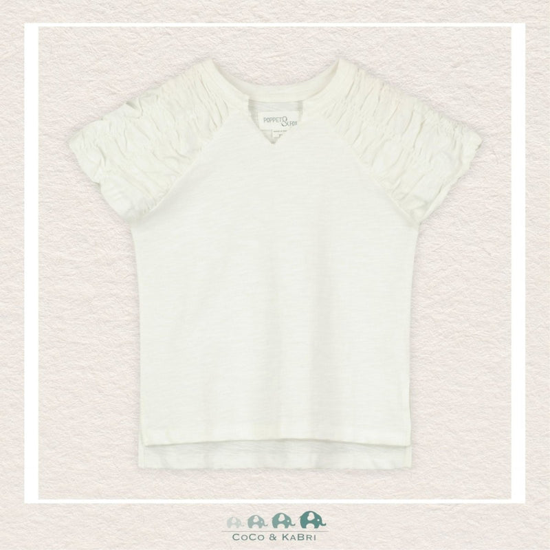 Poppet & Fox Ruched Sleeve Cream Shirt, CoCo & KaBri Children's Boutique