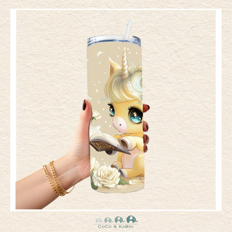 Reading Unicorn 20 oz Stainless Steel Tumbler (Can be customized with name), CoCo & KaBri Children's Boutique