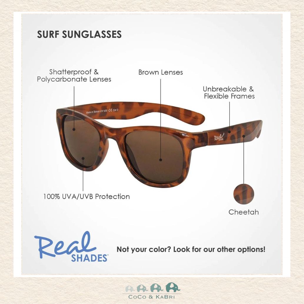 Real Shades: Surf Unbreakable UV Fashion Sunglasses, Cheetah, CoCo & KaBri Children's Boutique