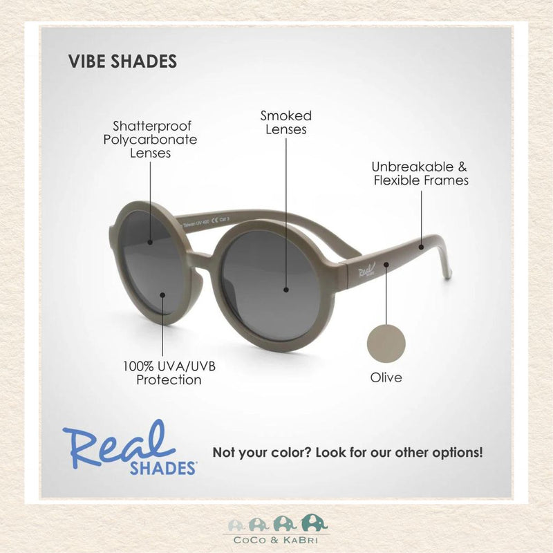 Real Shades: Vibe Unbreakable UV Fashion Sunglasses, Olive, CoCo & KaBri Children's Boutique