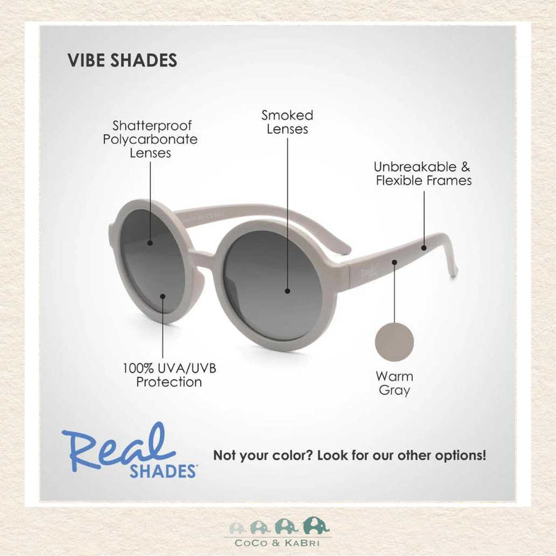 Real Shades: Vibe Unbreakable UV Fashion Sunglasses, Warm Grey, CoCo & KaBri Children's Boutique