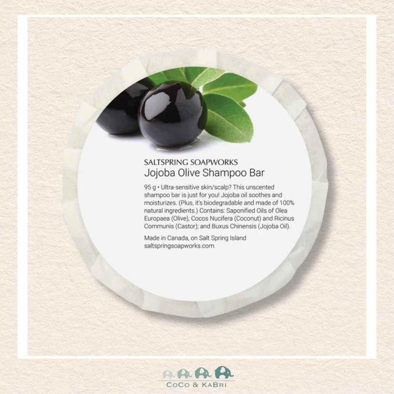 Saltspring Soapworks: Jojoba Olive Shampoo Bar, CoCo & KaBri Children's Boutique, Brooks Alberta Canada