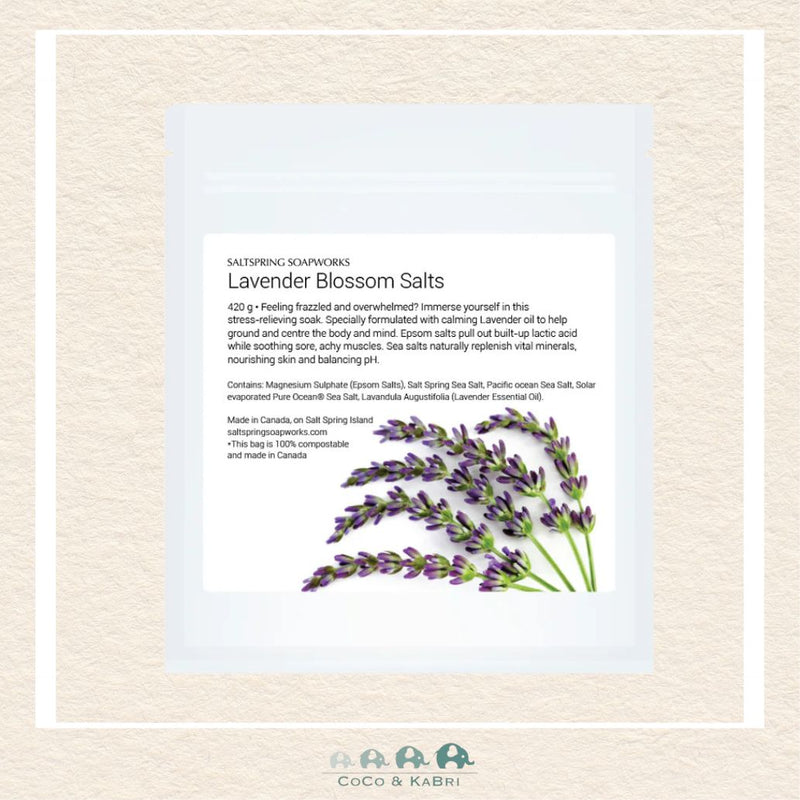 Saltspring Soapworks: Lavender Blossom Bath Salts, CoCo & KaBri Children's Boutique, Brooks Alberta Canada