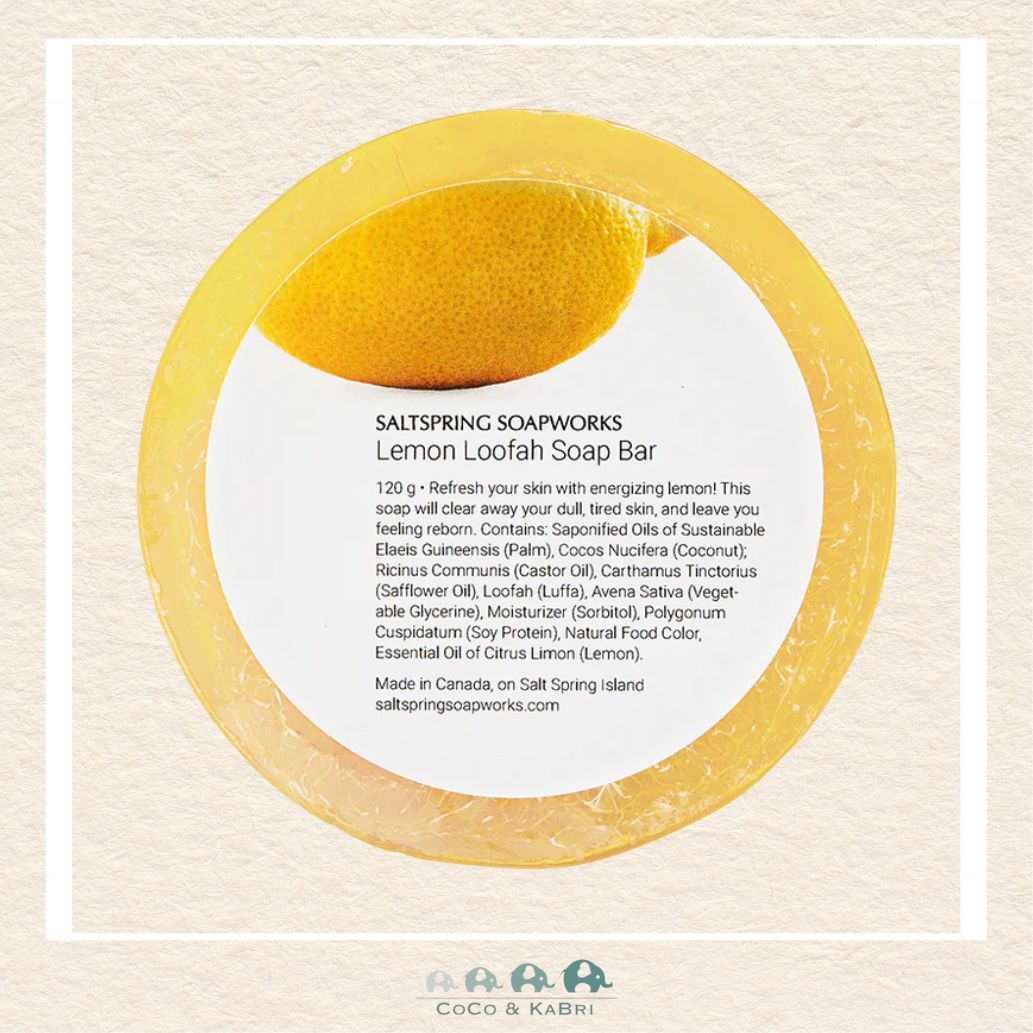 🇨🇦 Saltspring Soapworks Lemon Loofah Soap Bar, 130g, CoCo & KaBri Children's Boutique, Brooks Alberta Canada