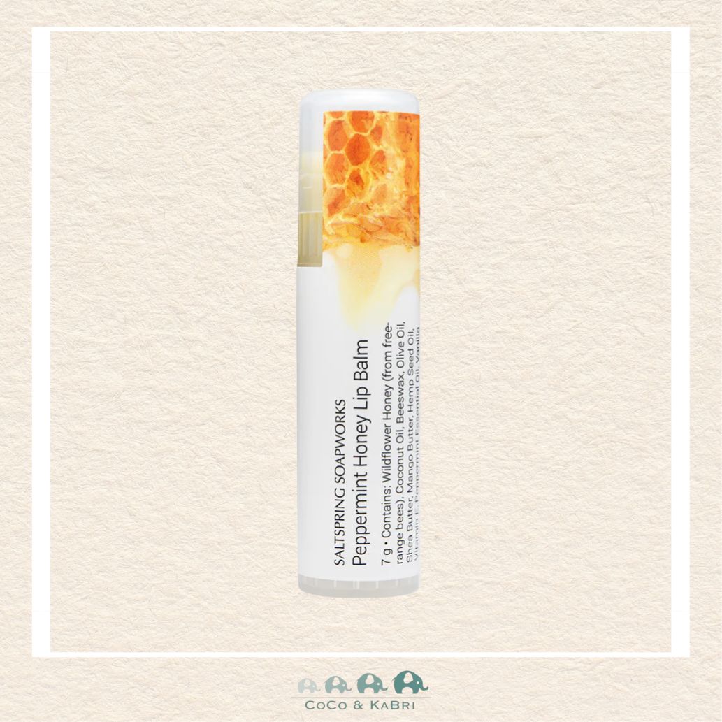 🇨🇦 Saltspring Soapworks Peppermint Honey Lip Balm, 7g, CoCo & KaBri Children's Boutique, Brooks Alberta Canada