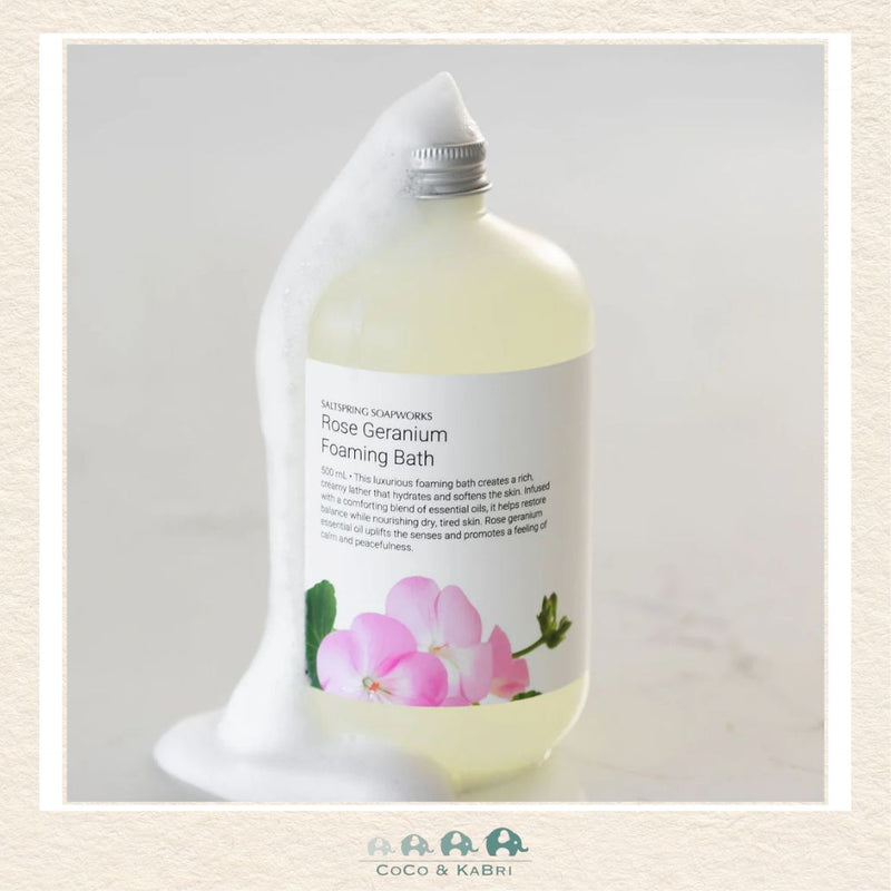 Saltspring Soapworks: Rose Geranium Foaming Bath (500ml), CoCo & KaBri Children's Boutique, Brooks Alberta Canada