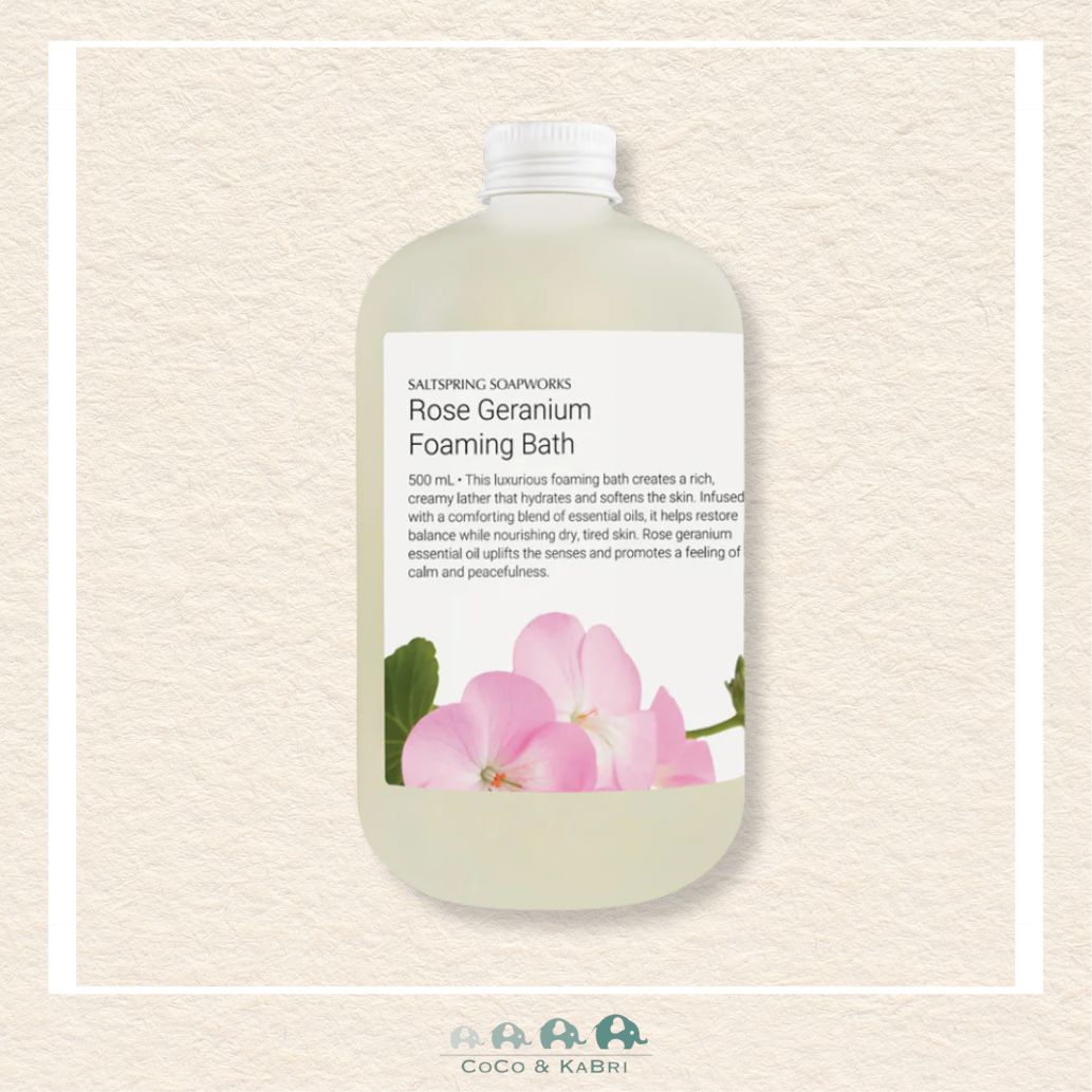 Saltspring Soapworks: Rose Geranium Foaming Bath (500ml), CoCo & KaBri Children's Boutique, Brooks Alberta Canada
