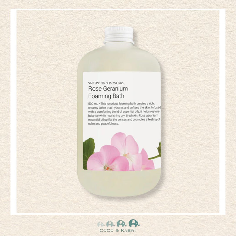 Saltspring Soapworks: Rose Geranium Foaming Bath (500ml), CoCo & KaBri Children's Boutique, Brooks Alberta Canada