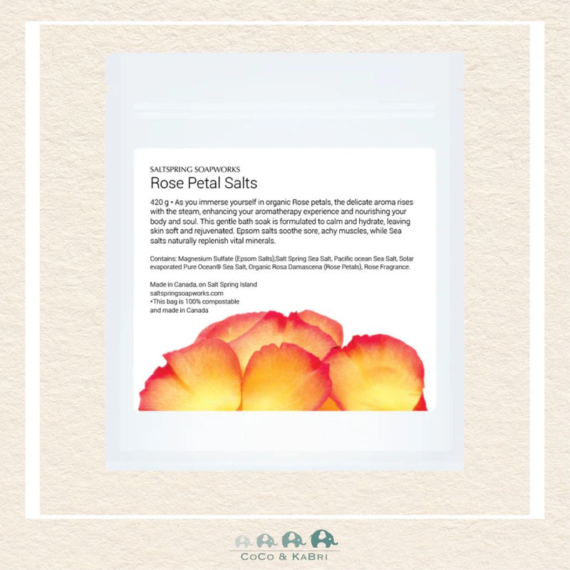 Saltspring Soapworks: Rose Petal Bath Salts, CoCo & KaBri Children's Boutique, Brooks Alberta Canada