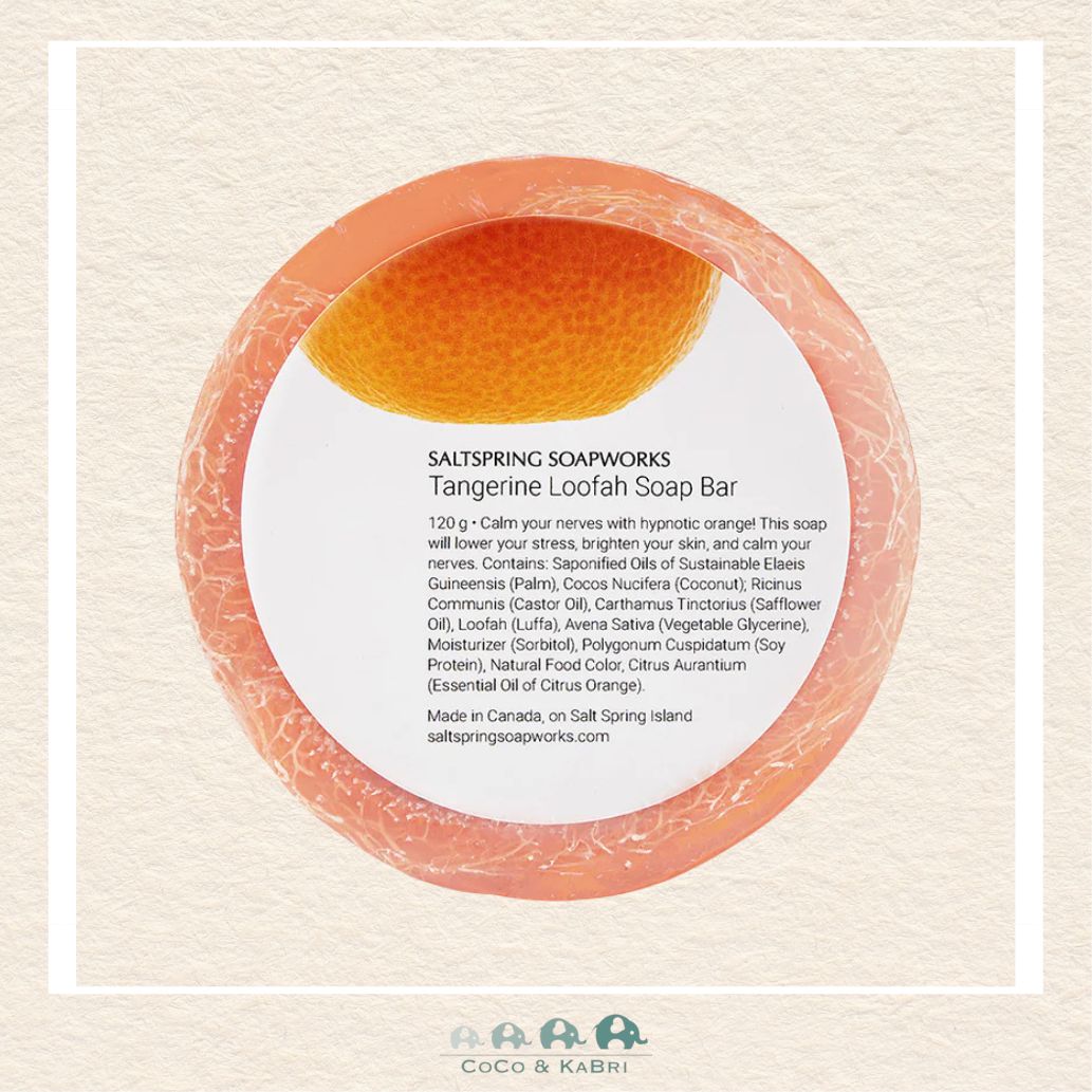 🇨🇦 Saltspring Soapworks Tangerine Loofah Soap Bar, 130g, CoCo & KaBri Children's Boutique