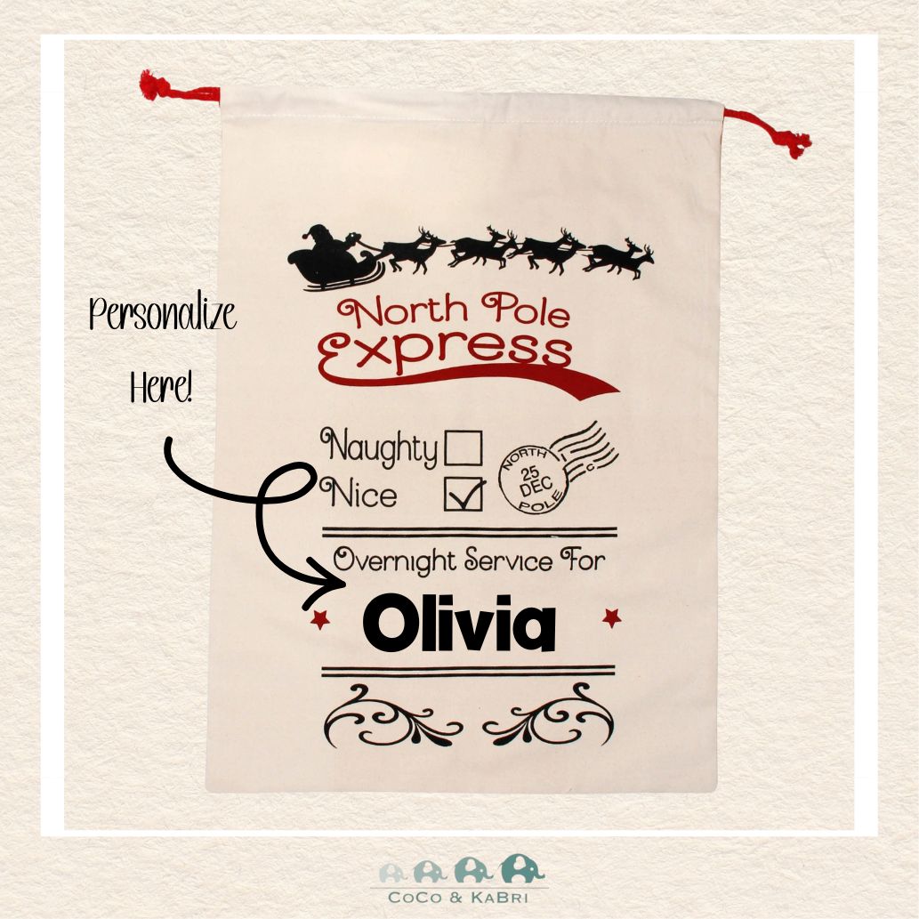 Santa Sack - North Pole Express, CoCo & KaBri Children's Boutique