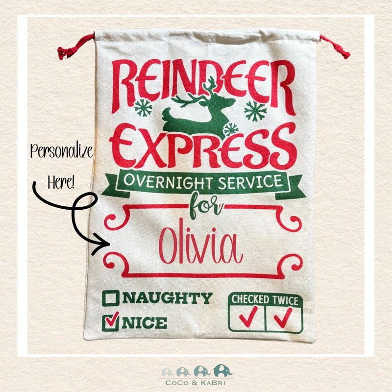 Santa Sack - Reindeer Express, CoCo & KaBri Children's Boutique