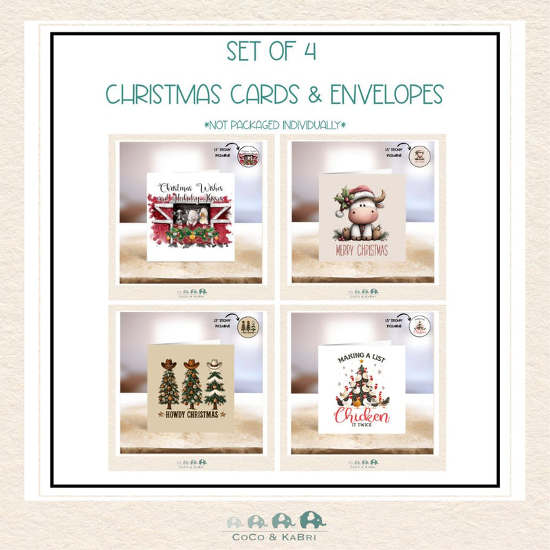 Set of 4 Cards - Christmas Farm Set 2, CoCo & KaBri Children's Boutique
