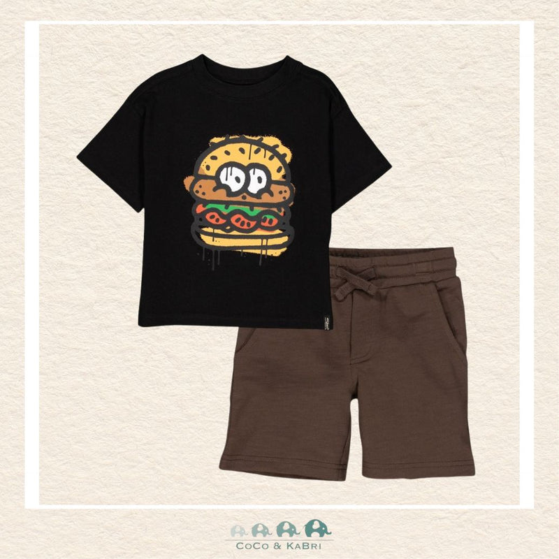 Silver Jeans Co: Boys "Burger" Tshirt with Short Set, CoCo & KaBri Children's Boutique, Brooks Alberta Canada