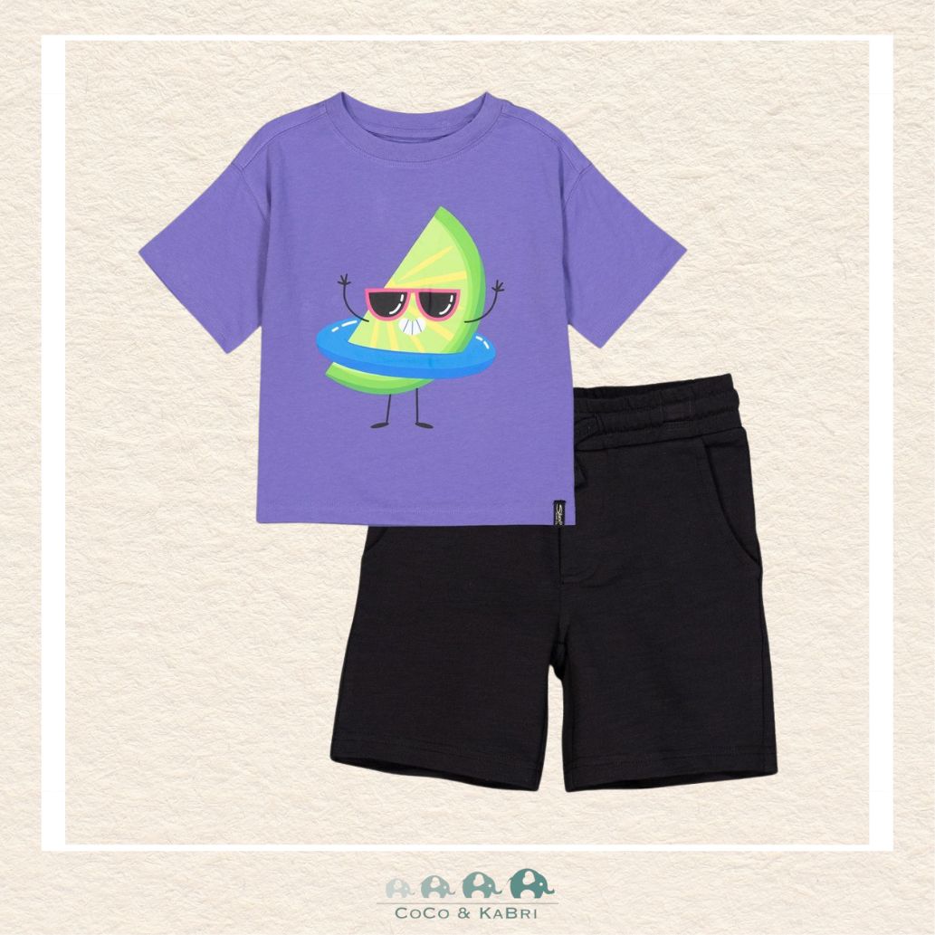 Silver Jeans Co: Boys' "Fun Lime" Tshirt & Short Set, CoCo & KaBri Children's Boutique, Brooks Alberta Canada