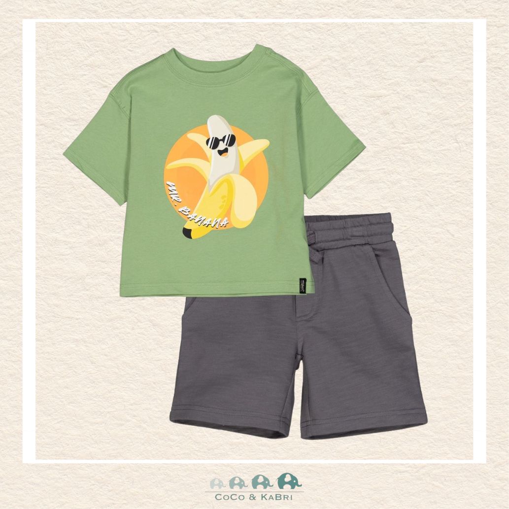 Silver Jeans Co: Boys Set "Mr. Banana" Tshirt with Shorts, CoCo & KaBri Children's Boutique, Brooks Alberta Canada