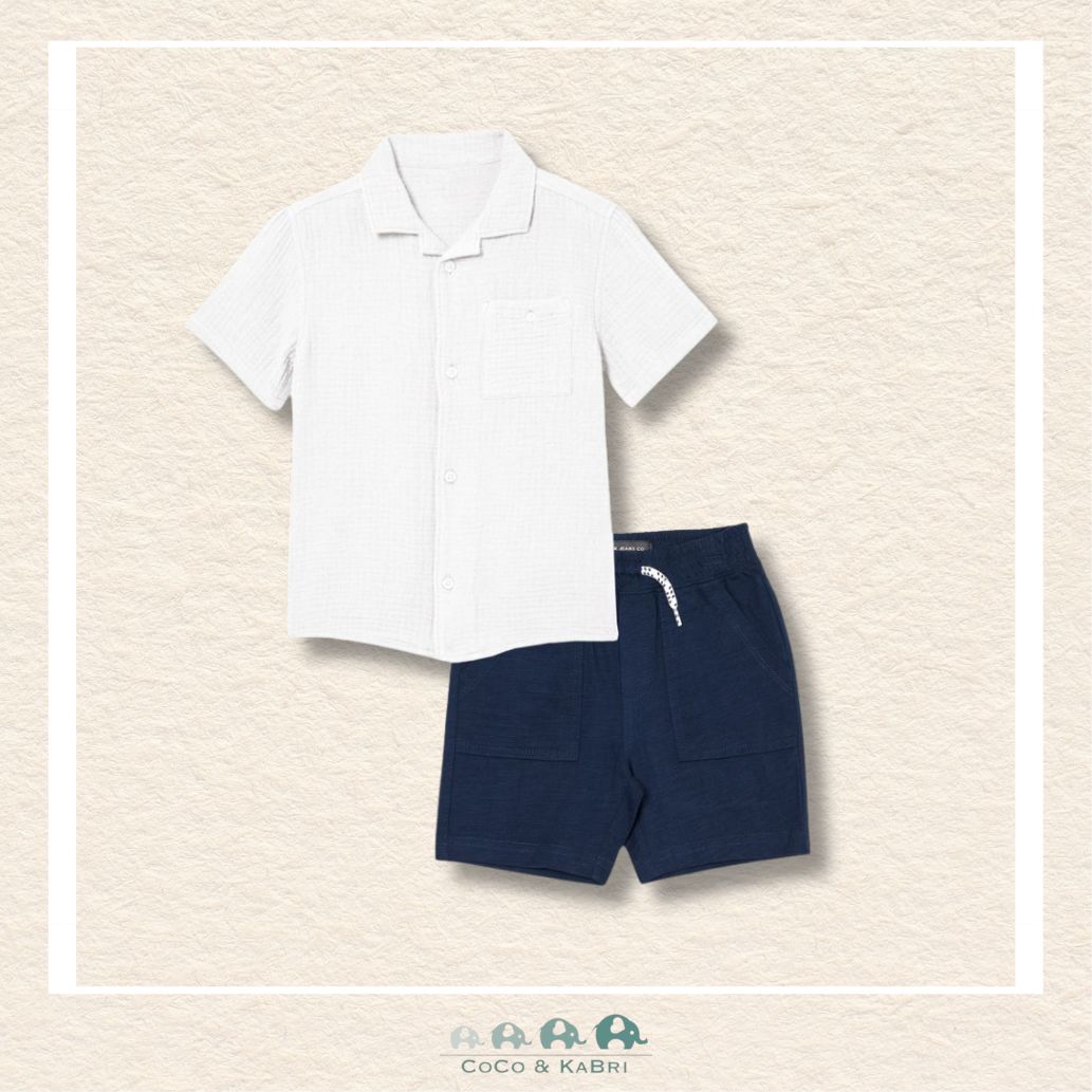 Silver Jeans Co: Toddler Boys Set- Gauze Shirt with Shorts, CoCo & KaBri Children's Boutique, Brooks Alberta Canada