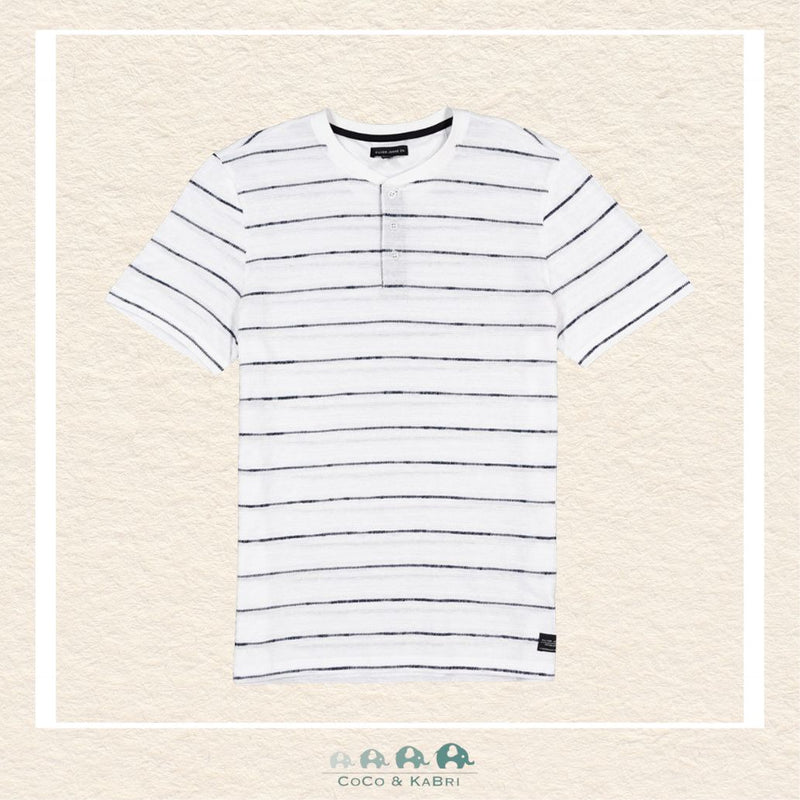 Silver Jeans Co: Youth Boys Striped Short Sleeve Henley Shirt, CoCo & KaBri Children's Boutique, Brooks Alberta Canada