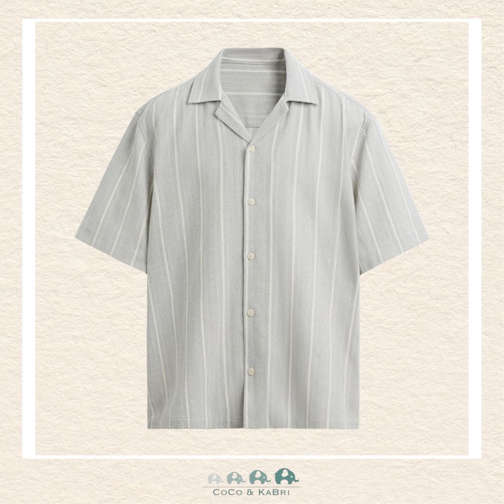 Silver Jeans Co: Youth Boys' Textured Striped Camp Collar Shirt, CoCo & KaBri Children's Boutique, Brooks Alberta Canada