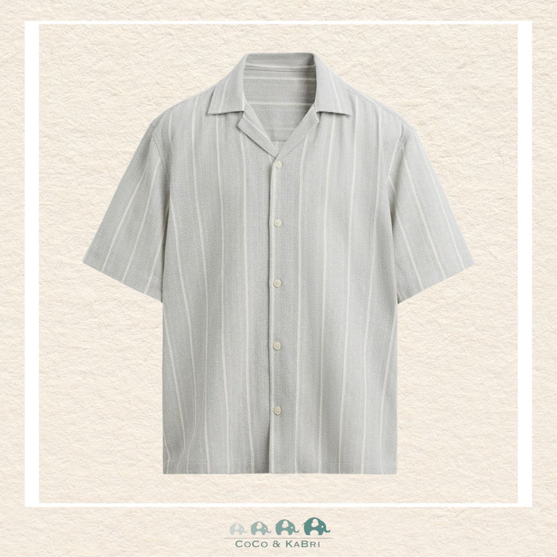 Silver Jeans Co: Youth Boys' Textured Striped Camp Collar Shirt, CoCo & KaBri Children's Boutique, Brooks Alberta Canada