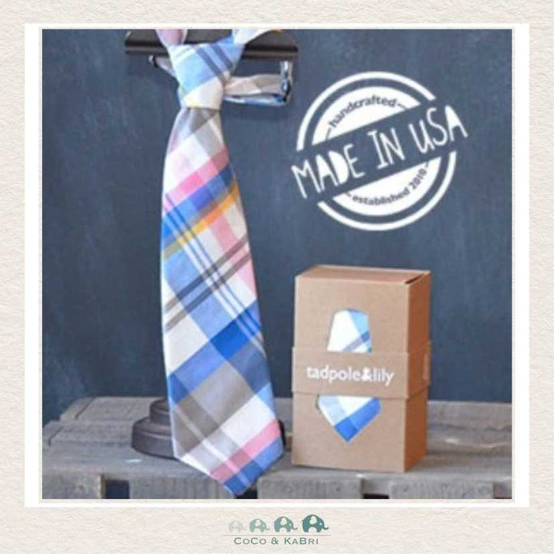 Tadpole & Lily Necktie - Harris Pink/Blue Plaid, CoCo & KaBri Children's Boutique