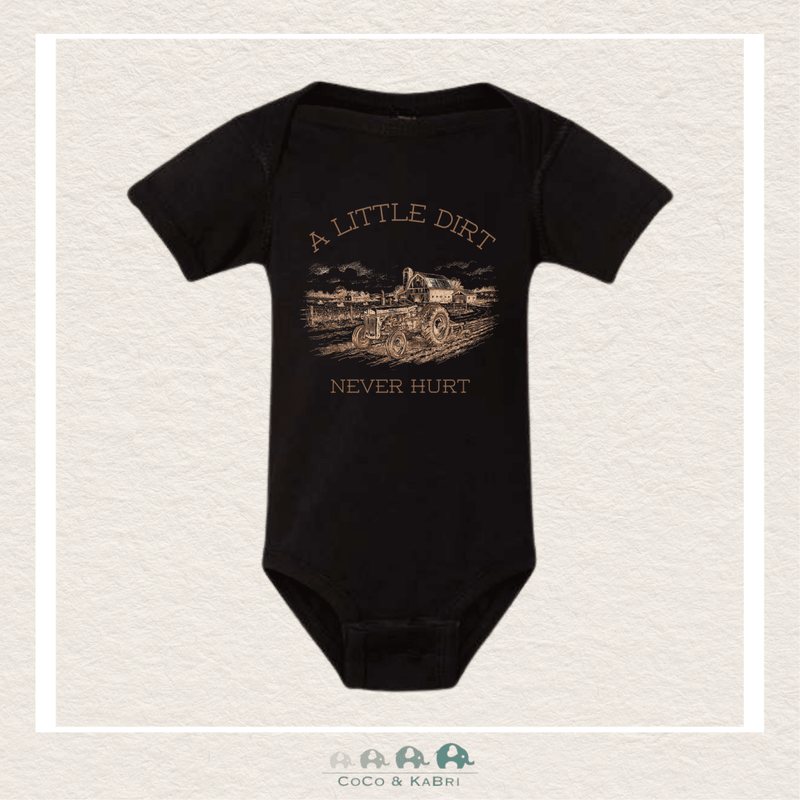 "The Alex" - A Little Dirt Never Hurt (Black) Diaper Shirt, CoCo & KaBri Children's Boutique, Brooks Alberta Canada