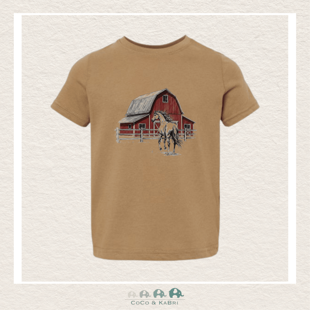"The Alex" Toddler Red Barn Tshirt (Brown), CoCo & KaBri Children's Boutique, Brooks Alberta Canada