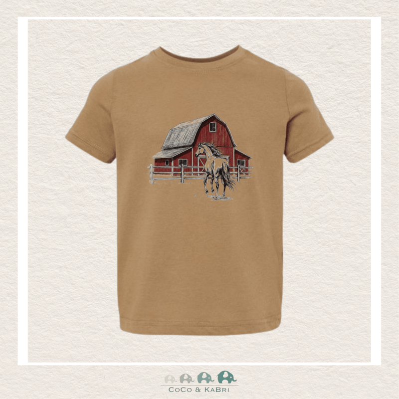 "The Alex" Toddler Red Barn Tshirt (Brown), CoCo & KaBri Children's Boutique, Brooks Alberta Canada