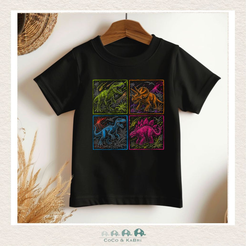"The Bailey" Toddler Black Tee - 4 Squares Dinosaurs, CoCo & KaBri Children's Boutique, Brooks Alberta Canada