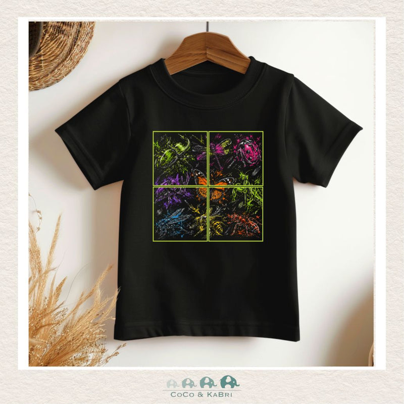 "The Bailey" Toddler Black Tee  - 4 Squares Insects
