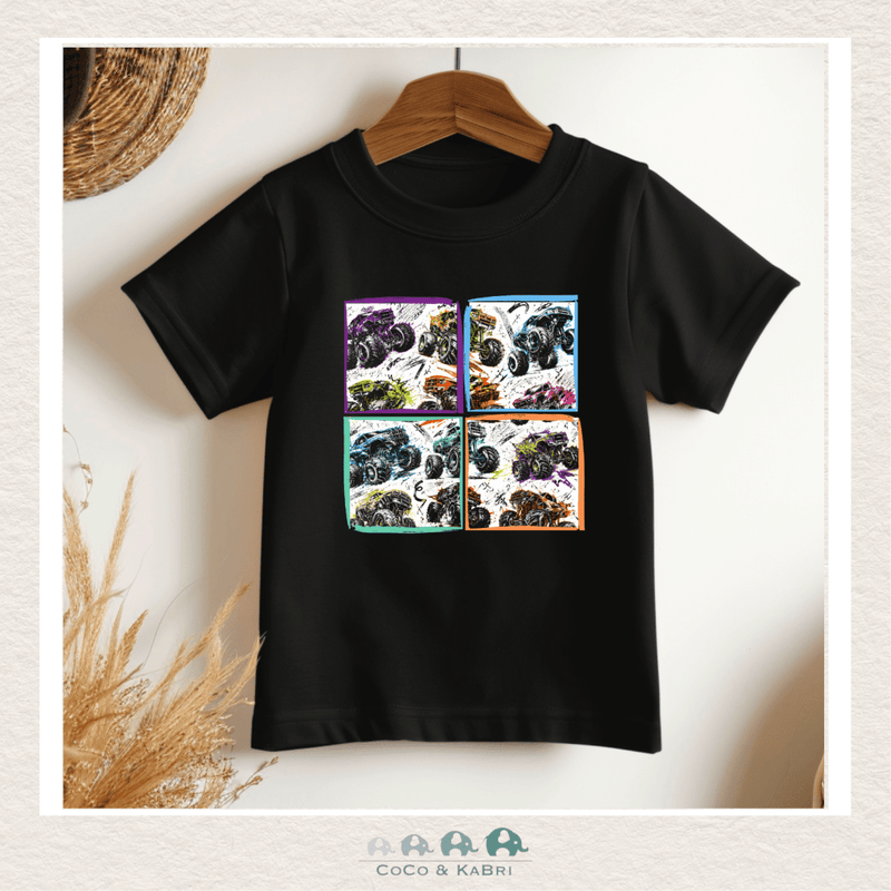 "The Bailey" Toddler Black Tee - 4 Squares Monster Truck, CoCo & KaBri Children's Boutique, Brooks Alberta Canada