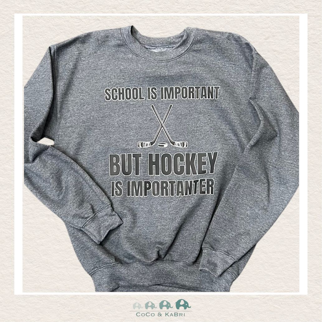 "The Bailey" Youth Sweatshirt - Charcoal Heather - School is Important (Made to Order), CoCo & KaBri Children's Boutique